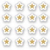 Set van 16 gouden gele sterren sticker (Voorkant)