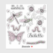 Set van 18  Blush Pink Sweet Little Critter Sticker (Vel)