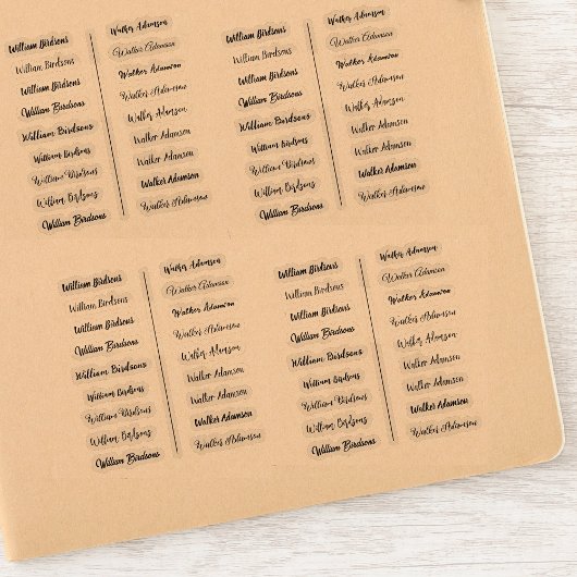 (Set van 18) Zwarte Transparante Eenvoudige Naamst Sticker