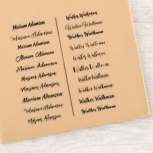 (Set van 20) Zwart Transparante Eenvoudige Naam St Sticker