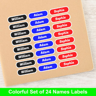 (Set van 24 stickers) Stijlvolle kleurrijke naamst Sticker