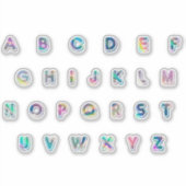 Set van 27 alfabet holografische stickers (Voorkant)