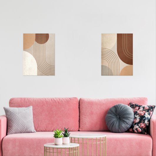 Set van 2 Abstracte Japandi Wall Art Prints (Woonkamer)