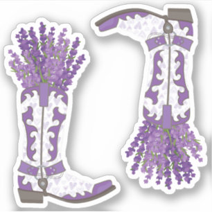 Set van 2 Lavender Cowboy Boot Custom Cut Sticker