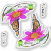 Set van 2 Monarch Vlinders Dahlia Vinyl Stickers (Voorkant)