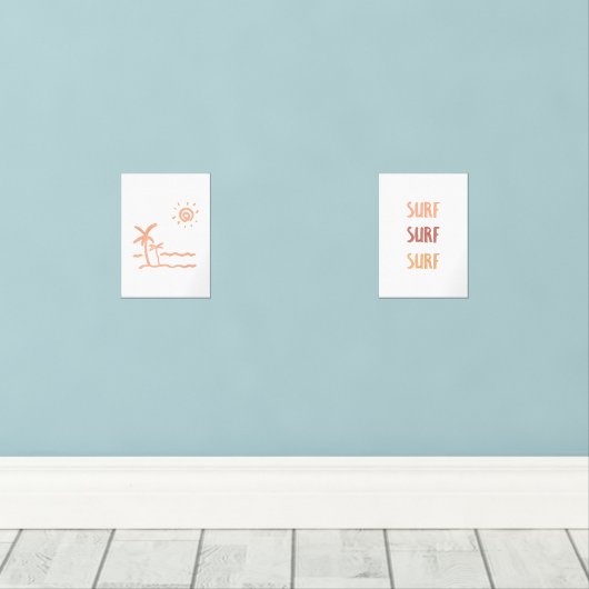 Set van 2 surven en strandprint (Houten vloer)