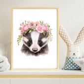 Set van 3 bosdieren roze meisje kinderkamer Prints