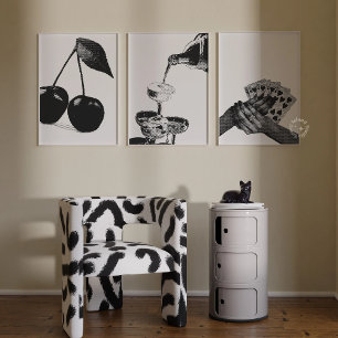 Set van 3 Champagne Cherry Bar Winkelwagen Funky P