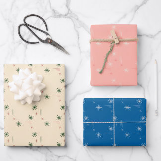 Set van 3 inpakpapieren met kleine sterren inpakpapier vel
