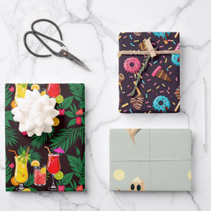 Set van 3 inpakpapieren - Tropisch plezier Inpakpapier Vel