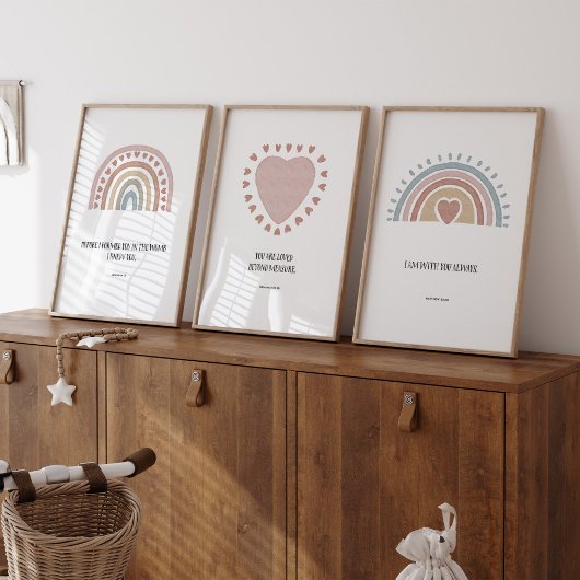 Set van 3 kinder boho bijbel vers regenboog poster