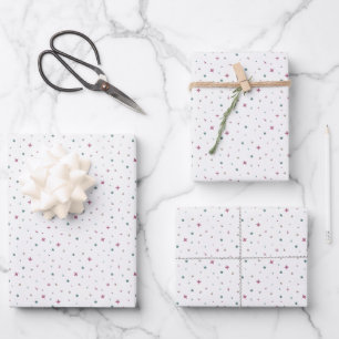 Set van 3-Mini sterren en harten gedempte roze en Inpakpapier Vel