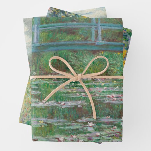 Set van 3 Monet Schilderijen Kerstmis Inpakpapier Vel (In situ)