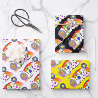 Set van 3 Regenboog Liefde Inpakpapier Vel