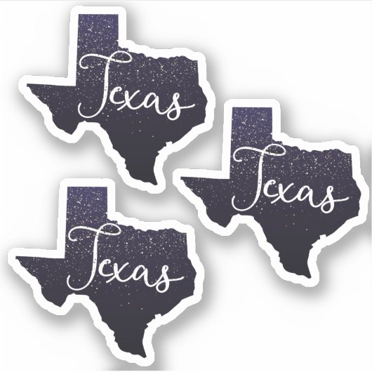 Set van 3 Texas Night Stars State Shape Sticker (Voorkant)