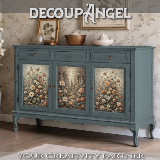 Set van 3 - Tijdloze Bloemschoonheid - Decoupage - Inpakpapier Vel