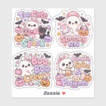 Set van 4 enge schattige RN Halloween Geest Verple