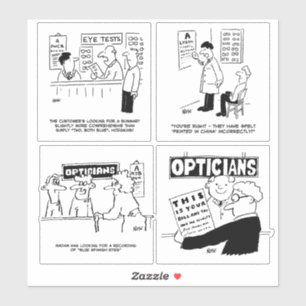Set van 4 Funny Optician Cartoons. Sticker