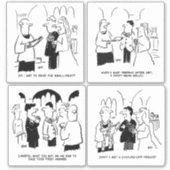 Set van 4 Funny Wedding Cartoons. Sticker (Voorkant)