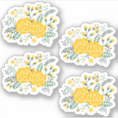 Set van 4 Gele Rose of Texas Custom Cut Sticker (Voorkant)