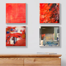 Set van 4 houten wandkunstpanelen