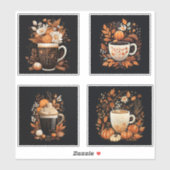 Set van 4 Pompoen Spiced Latte Vinyl Stickers (Vel)