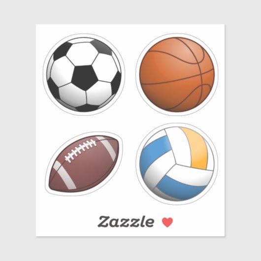 Set van 4 sportballen sticker (Vel)