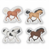 Set van 4 Zuring, Buckskin, Gypsy & Bay Paarden Sticker (Voorkant)