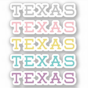 Set van 5 Pastel Texas, Texas, Texas Custom-Cut Sticker