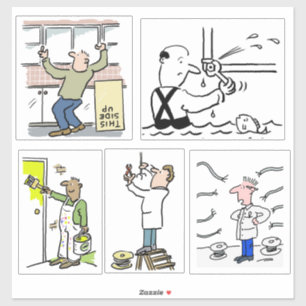 Set van 5 verschillende vakmannen cartoons. sticker