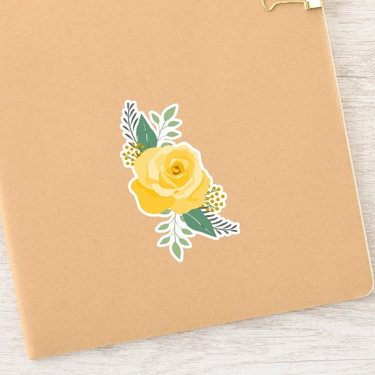 Set van 6 Gele Rose uit Texas - Enkele Rozen Sticker