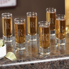 Set van 6 klassiek monogrammed Tall Shot Glasses
