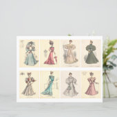 Set van 8 ATC-Kaarten met Victoriaans Mode, collag (Staand voorkant)