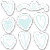 Set van 8 lichtblauwe Valentijnsdag harten sticker (Voorkant)