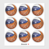 Set van 9 Blauw Wit Basketbal Party Favor Label (Vel)