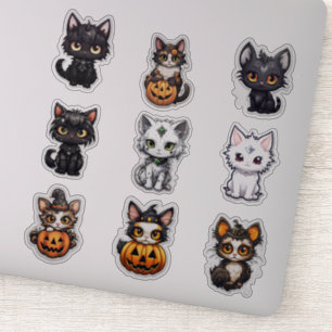 Set van 9 Halloween Cats Vinyl Stickers
