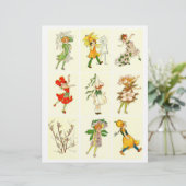 Set van 9 - Vintage Bloemenkinderen Collageblad (Staand voorkant)