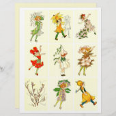Set van 9 - Vintage Bloemenkinderen Collageblad (Voorkant / Achterkant)