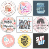 Set van 9 Zelfliefde Vinyl Sticker (Voorkant)