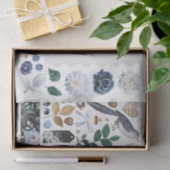 Set van Blauwe Bloemen Ephemera Fussy Cuts Tissuepapier (Geschenk)