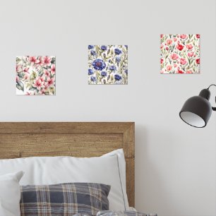 Set van drie chique elegante bloemige Prints