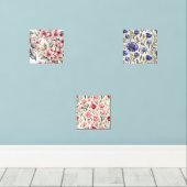 Set van drie chique elegante bloemige Prints (Houten vloer)