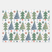 set van drie kerstcadeautjes Trees Blue Green Red Inpakpapier Vel (Voorkant 2)