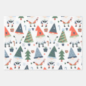 set van drie kerstcadeautjes Trees Blue Green Red Inpakpapier Vel (Voorkant)