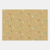 Set van drie kleurrijke kerst elf inpakpapier vel (Voorkant 3)