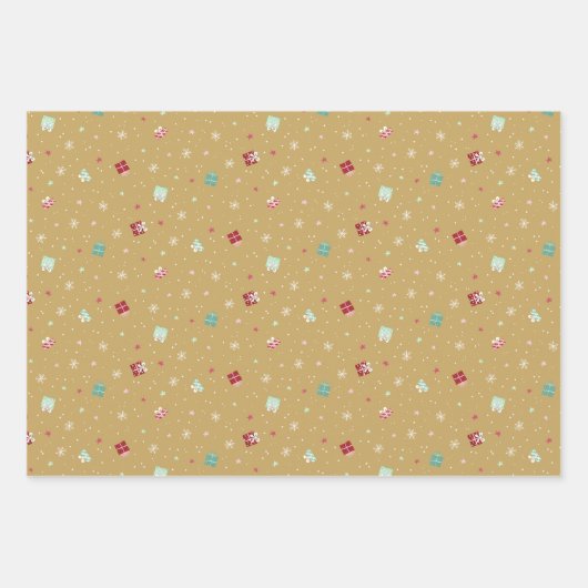 Set van drie kleurrijke kerst elf inpakpapier vel (Voorkant 3)