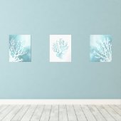 Set van drie nautische koraalkunst prints (Houten vloer)