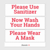 Set van drie sanitaire Stickers (Vel)