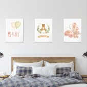 Set van drie Slapen Beer Kwekerij Wall Art (Slaapkamer)
