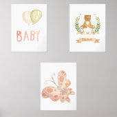 Set van drie Slapen Beer Kwekerij Wall Art (Voorkant)